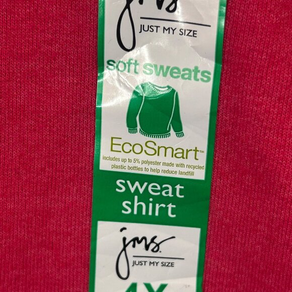 JMS Just My Size By Hanes Women's Size 4X EcoSmart Pink Sweatshirt NWT - Picture 7 of 9
